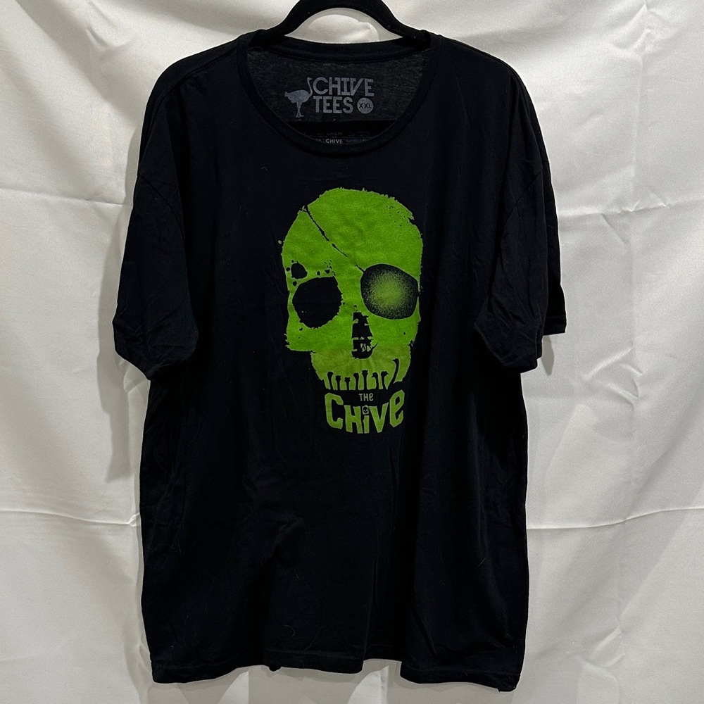 Chive Tees Goonies Never Say Die Black Shirt with Green Skull Graphic
